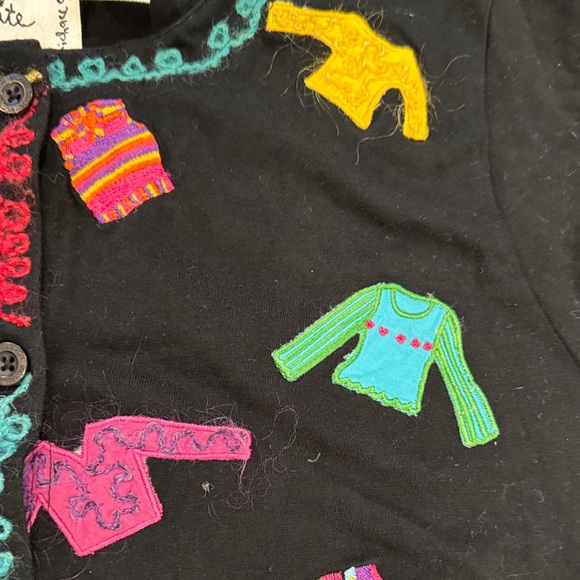 Vintage Michael Simon Black Cardigan with Colorful Embroidery - Picture 9 of 11